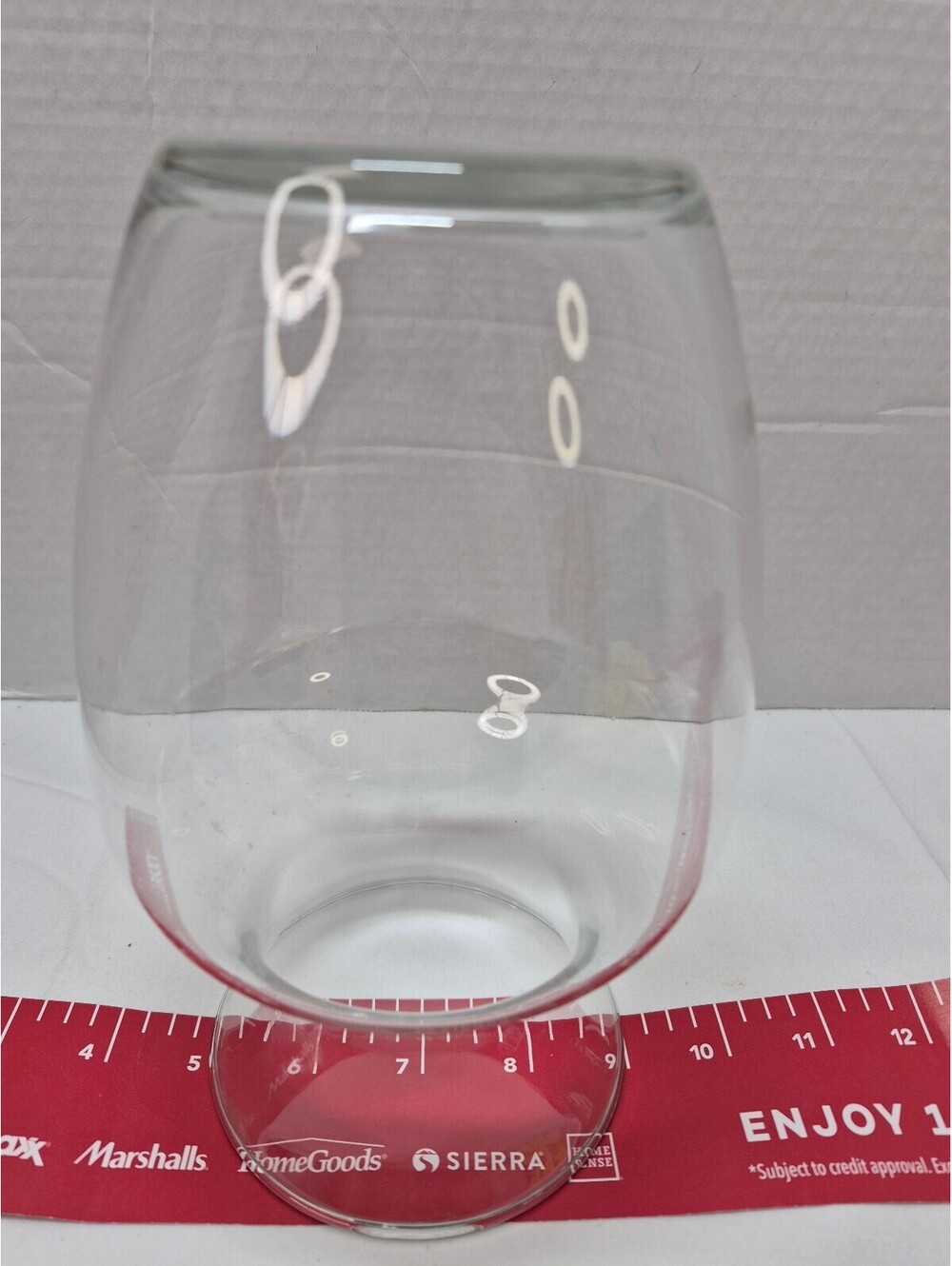 Clear Glass Decorative Vase with Wide Flared Rim and Rounded Base J90